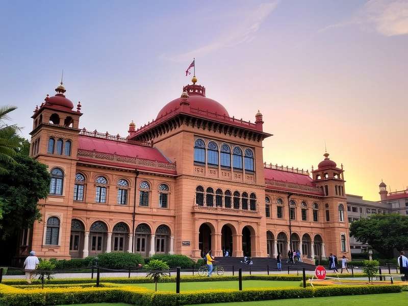 University sports ground with students playing cricket